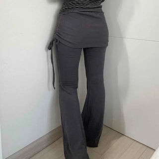Side Wrap String Bootcut Skirt Layered Pants