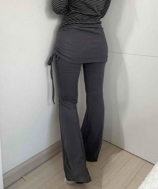 Side Wrap String Bootcut Skirt Layered Pants