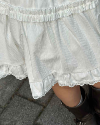 Airy Ruffle Layered Cotton Voluminous Mini Skirt