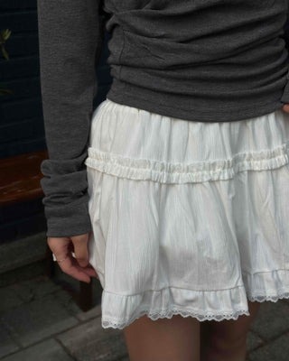 Airy Ruffle Layered Cotton Voluminous Mini Skirt