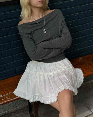 Airy Ruffle Layered Cotton Voluminous Mini Skirt