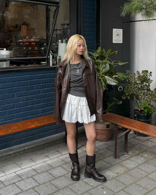 Airy Ruffle Layered Cotton Voluminous Mini Skirt