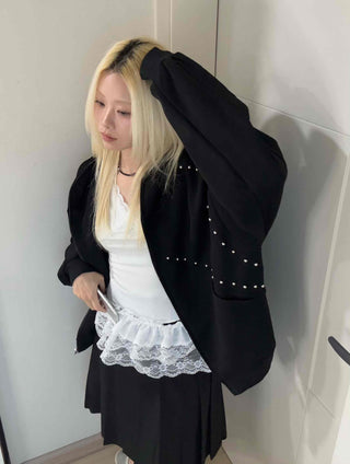 Slim Ribbed Long Sleeve T-shirt with Cross Lace Point