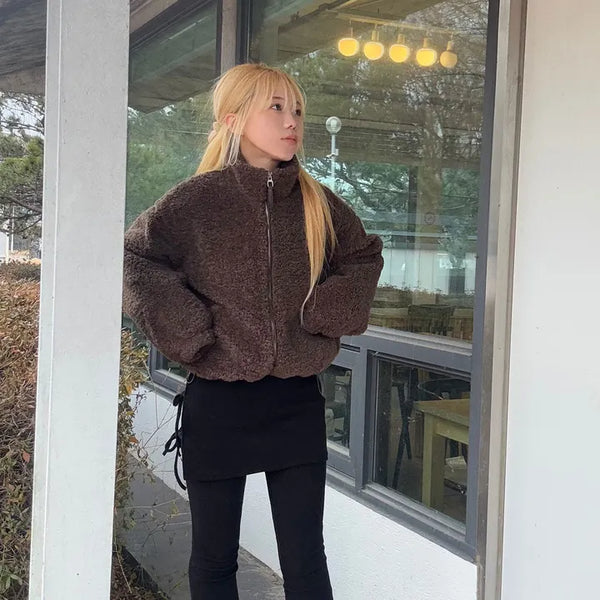 Rok Fluffy Fur Zip-Up Jumper