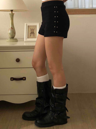 High-waisted Minimal Shorts with Double Button Detail