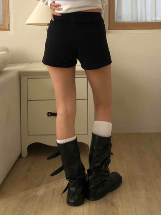 High-waisted Minimal Shorts with Double Button Detail
