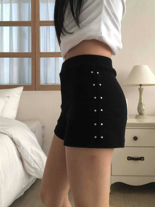 High-waisted Minimal Shorts with Double Button Detail