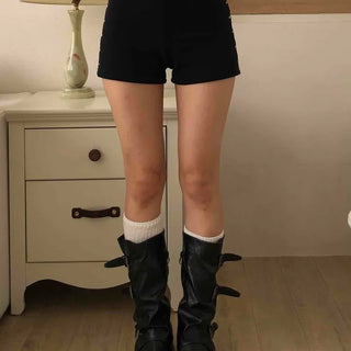 High-waisted Minimal Shorts with Double Button Detail