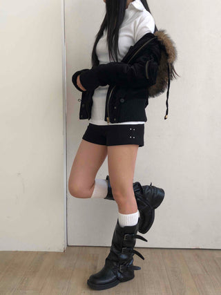 High-waisted Minimal Shorts with Double Button Detail