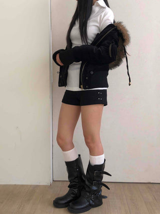 High-waisted Minimal Shorts with Double Button Detail