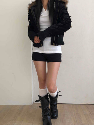High-waisted Minimal Shorts with Double Button Detail