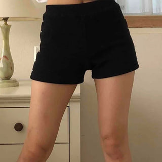 High-waisted Minimal Shorts with Double Button Detail