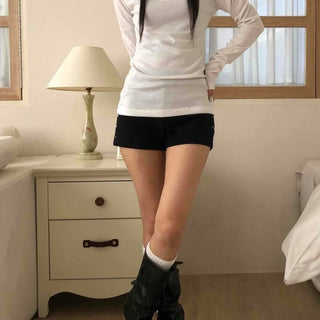 High-waisted Minimal Shorts with Double Button Detail