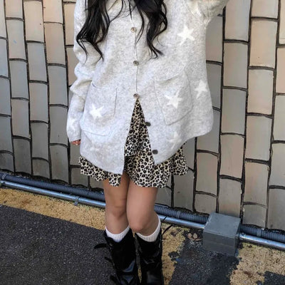 Airy Collar Oversized Long Knit Cardigan