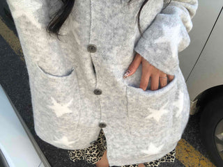 Airy Collar Oversized Long Knit Cardigan