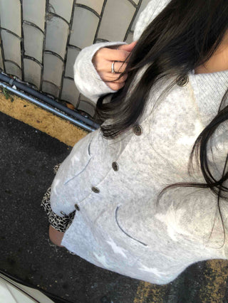 Airy Collar Oversized Long Knit Cardigan