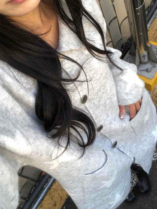 Airy Collar Oversized Long Knit Cardigan
