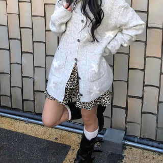 Airy Collar Oversized Long Knit Cardigan
