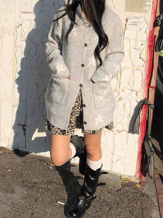 Airy Collar Oversized Long Knit Cardigan