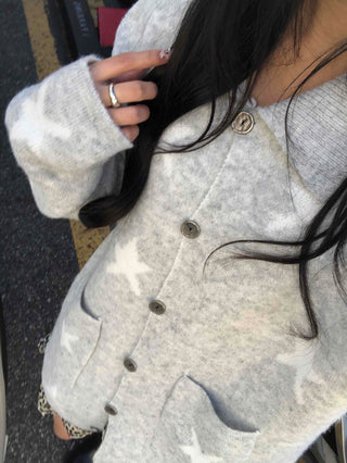 Airy Collar Oversized Long Knit Cardigan