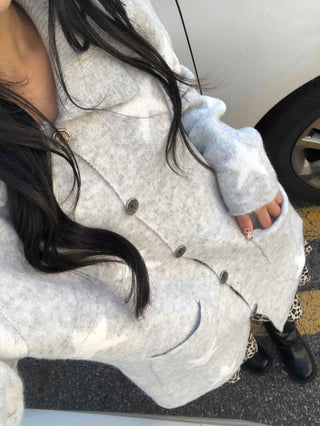 Airy Collar Oversized Long Knit Cardigan