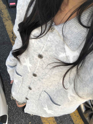 Airy Collar Oversized Long Knit Cardigan