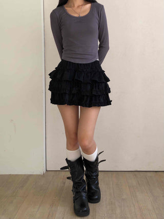 Daily See-through Sheer Round Neck Slim Long Sleeve T-shirt