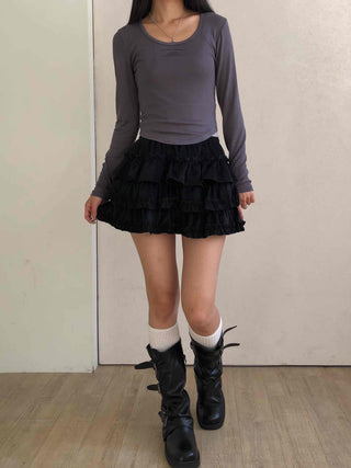 Daily See-through Sheer Round Neck Slim Long Sleeve T-shirt