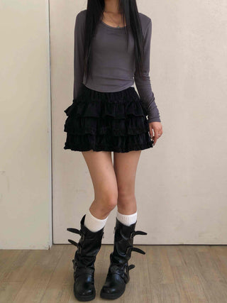 Daily See-through Sheer Round Neck Slim Long Sleeve T-shirt
