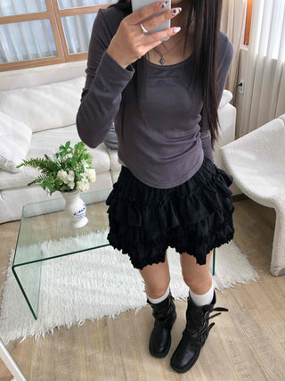 Daily See-through Sheer Round Neck Slim Long Sleeve T-shirt