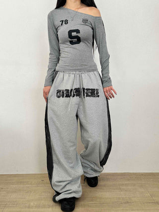 Campus Lettering Contrast Line Wide Training Pants