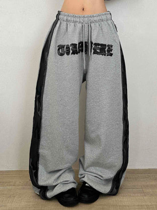 Campus Lettering Contrast Line Wide Training Pants