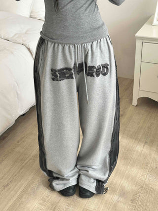 Campus Lettering Contrast Line Wide Training Pants