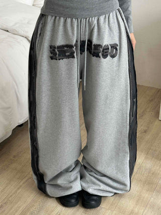 Campus Lettering Contrast Line Wide Training Pants