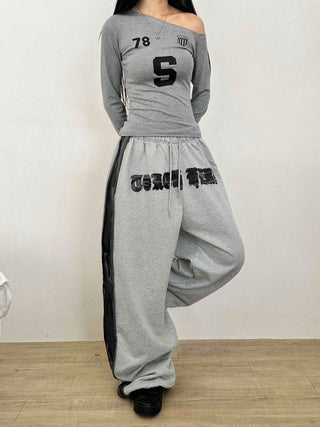 Campus Lettering Contrast Line Wide Training Pants