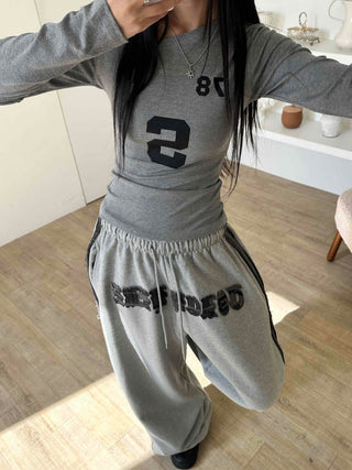 Campus Lettering Contrast Line Wide Training Pants
