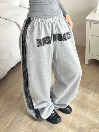 Campus Lettering Contrast Line Wide Training Pants