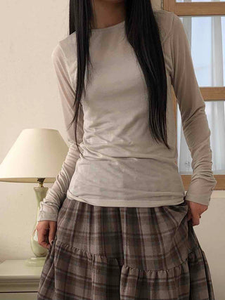 Soft Daily Slim Fit Round Long Sleeve T-shirt