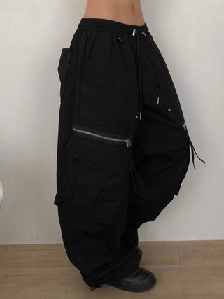 Military Multi-Zipper Balloon Fit Cargo Jogger Pants