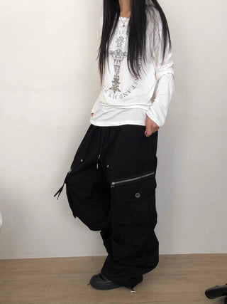 Military Multi-Zipper Balloon Fit Cargo Jogger Pants