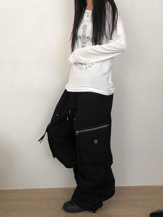 Military Multi-Zipper Balloon Fit Cargo Jogger Pants