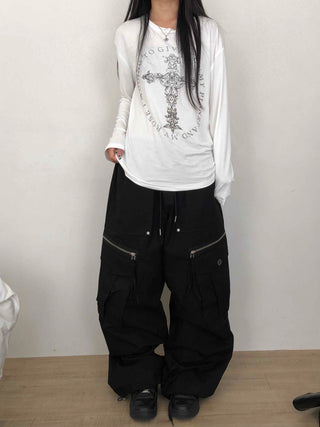 Military Multi-Zipper Balloon Fit Cargo Jogger Pants