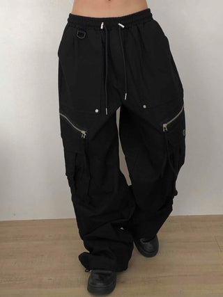 Military Multi-Zipper Balloon Fit Cargo Jogger Pants