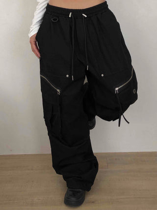 Military Multi-Zipper Balloon Fit Cargo Jogger Pants