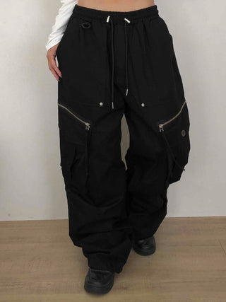 Military Multi-Zipper Balloon Fit Cargo Jogger Pants