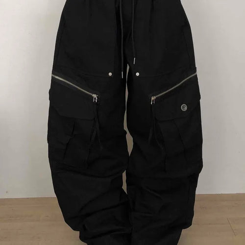 Military Multi-Zipper Balloon Fit Cargo Jogger Pants