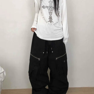 Military Multi-Zipper Balloon Fit Cargo Jogger Pants
