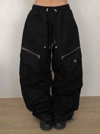 Military Multi-Zipper Balloon Fit Cargo Jogger Pants