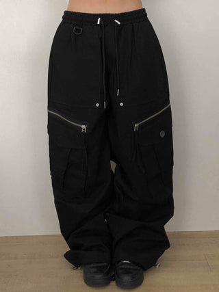 Military Multi-Zipper Balloon Fit Cargo Jogger Pants