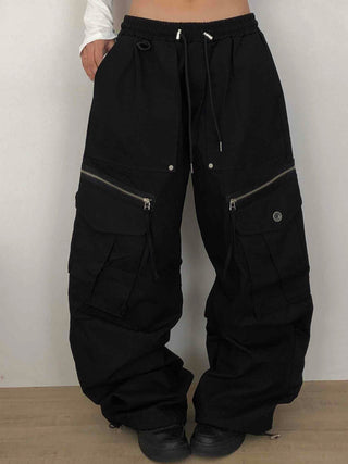 Military Multi-Zipper Balloon Fit Cargo Jogger Pants